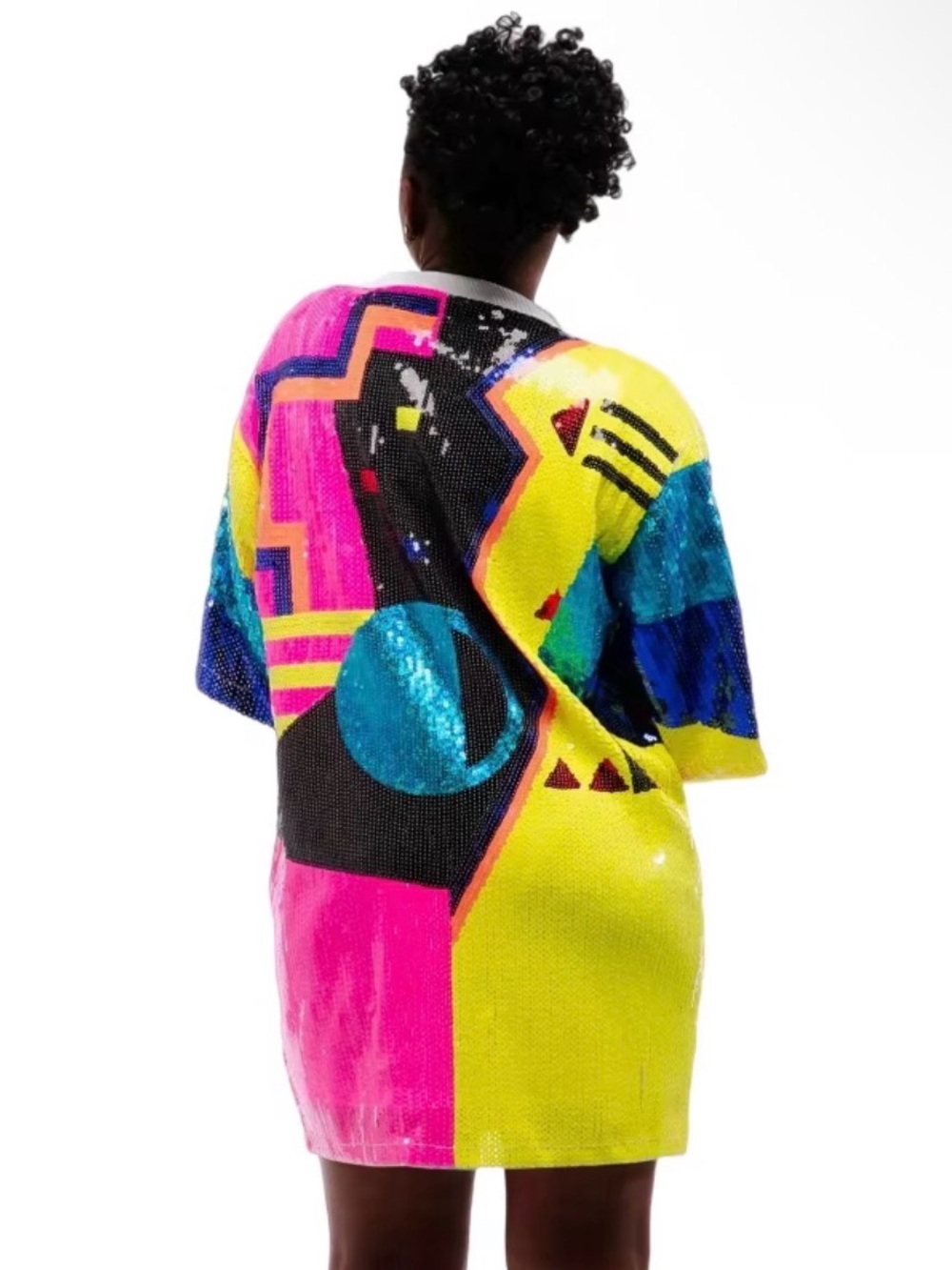 Sequin Colorblock Shift Dress in Bright Multi - Picture 2 of 6